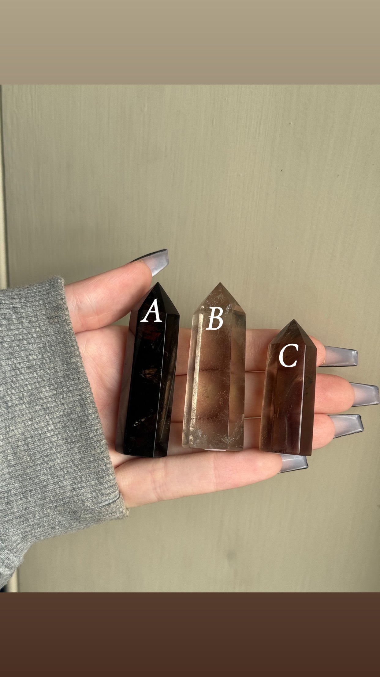Smoky quartz tower (choose your own)