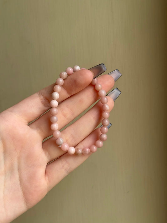 Pink opal 6mm beaded bracelet