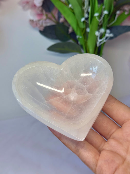 Selenite heart bowl