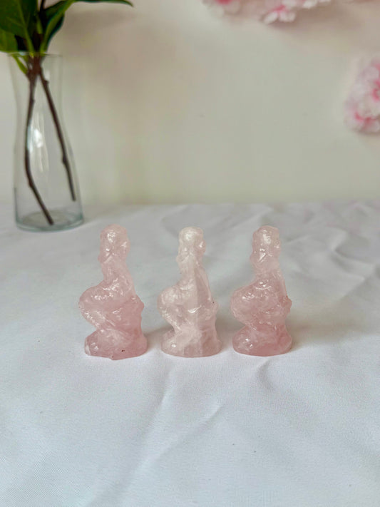 Rose quartz mermaid carving