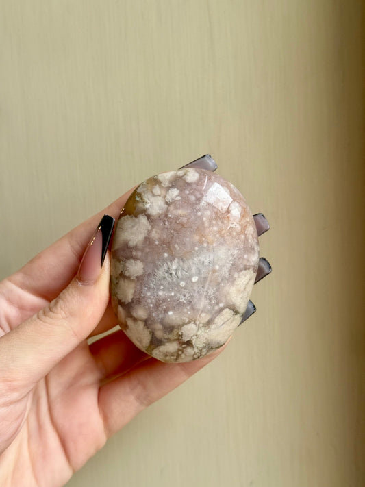 Pink amethyst flower agate palm stone